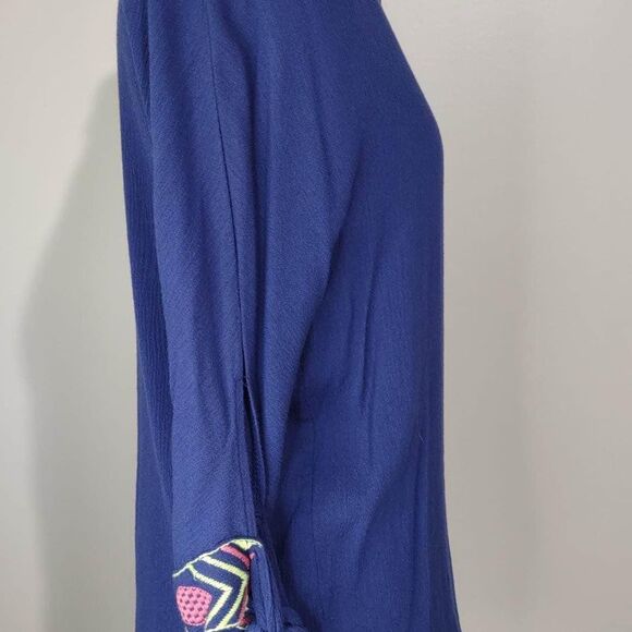 Small Umgee Long Sleeves Blue  Colorful Lace tribal boutique blouse C3140 - Picture 4 of 6